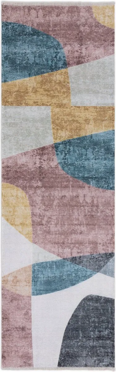 TESSO LIVING Kelim Trend Tapijt Woonkamer - Multi - 80cm x 215cm - Modern Laagpolig Vloerkleed, Superzacht, Machinewasbaar, Non-slip