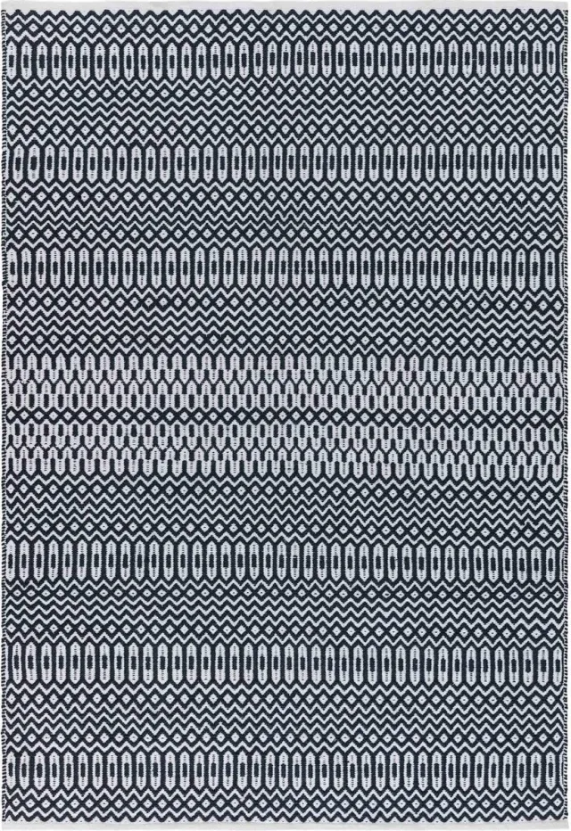Eazy Living Easy Living - Easy Living Halsey Black Vloerkleed - 200x290 - Rechthoek - Buiten,Laagpolig Tapijt - Modern - Wit, Zwart, Zwart_wit