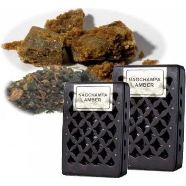 Nag champa Wierookhars Nag Champa/Amber in houten doosje (per stuk) Multi colour