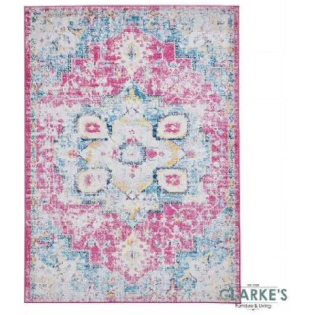 Think Rugs Vloerkleed 'Boston G0532' - Fuchsia/Blauw - 160x220 cm