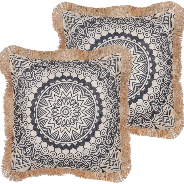 Beliani GERANIUM - Sierkussen set van 2 - Beige - Polyester