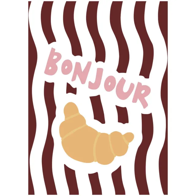 Poster & Frame Poster - A Bit of Everyday - Benjour Croissant Stripes - 30 x 40 donkerbruin/roze/zand