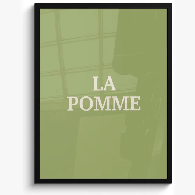 FrameYourWall Fotolijst inclusief poster - Posterlijst 50x70 cm - Posters - Appel - Groen - Minimalistisch - Foto in lijst - Keuken decoratie muur - Wanddecoratie accessoires - Muurdecoratie - Schilderijen La pomme