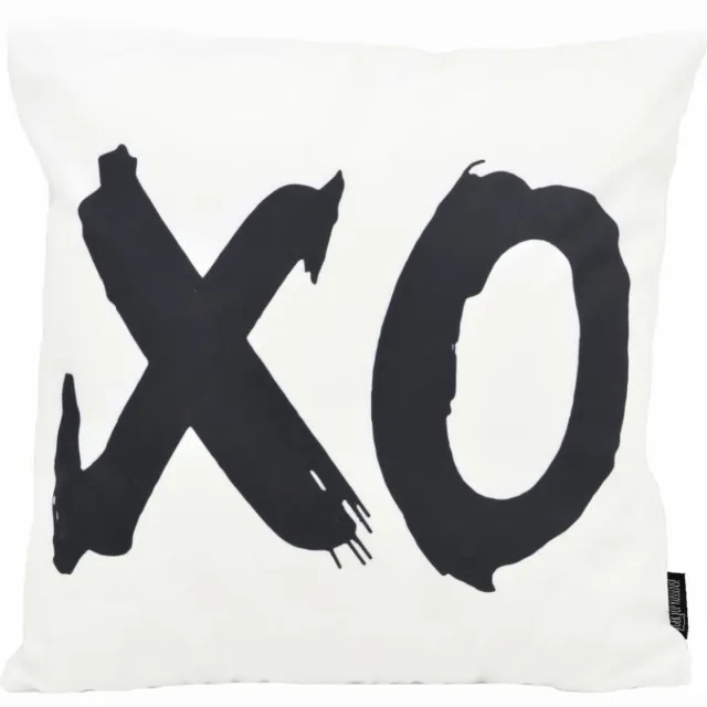 Gek op Kussens! XO XO White Kussenhoes | Katoen / Polyester | 45 x 45 cm | Zwart/Wit