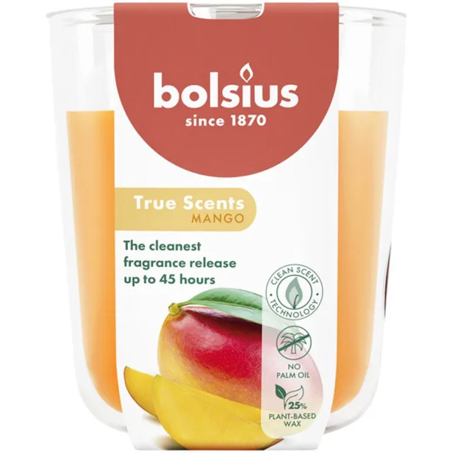 Bolsius 4 stuks Bolsius geurglas mango geurkaarsen 97/85 (45 uur) True Scents oranje