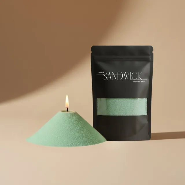 SandWick Zandkaars – Herbruikbare Kaars met Lonten – Minimalistische Woondecoratie – Mintgroen