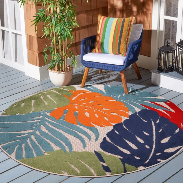 Muratap Floral Outdoor - Buitenkleed Tuin - Rond - Weerbestendig Vloerkleed - Multi
