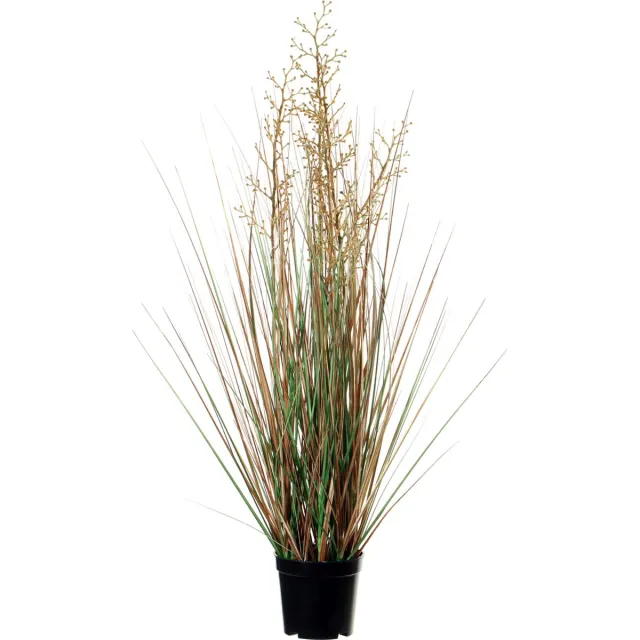 Louis Maes Quality kunstplant - Siergras met bes - groen/bruin - H75 cm - in pot