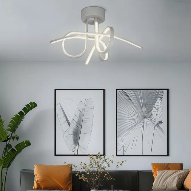 Searchlight LED plafondspot lamp chroom woonkamer verlichting armatuur gedraaid wit 47133 Grijs