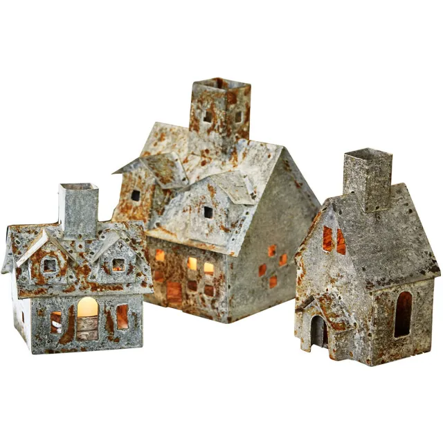 Loberon Windlicht set van 3 Granstad antiekgrijs