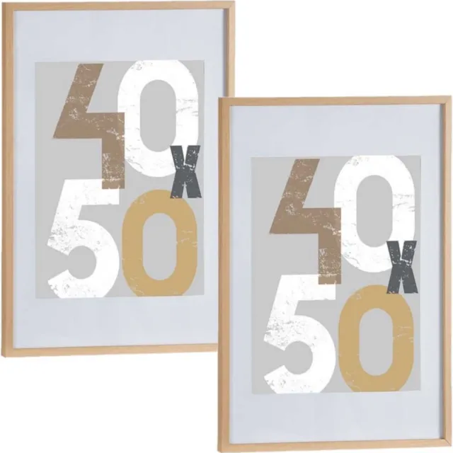 Arte r 2x stuks houten fotolijst - bruin - 50 x 70 cm - fotolijstje - met passe-partout - decoratie