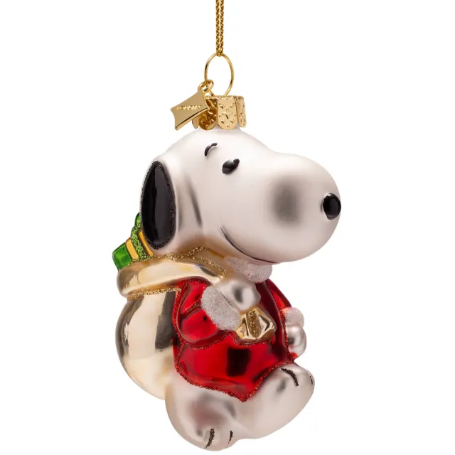 Vondels kerstornament Snoopy met cadeautjes in tas multi