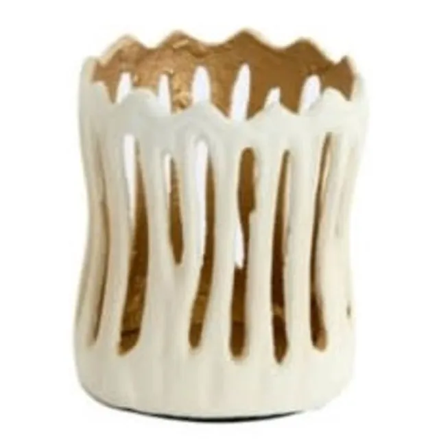 Light & Living Waxinelichthouder Tivoli Ø11x13 crème+goud Crème en goud