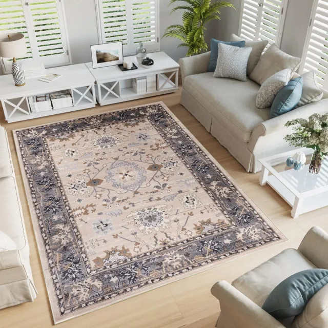 Tapiso Colorado Vloerkleed Beige Grijs Oriental Modern Tapijt Maat- 300x400 Creme6