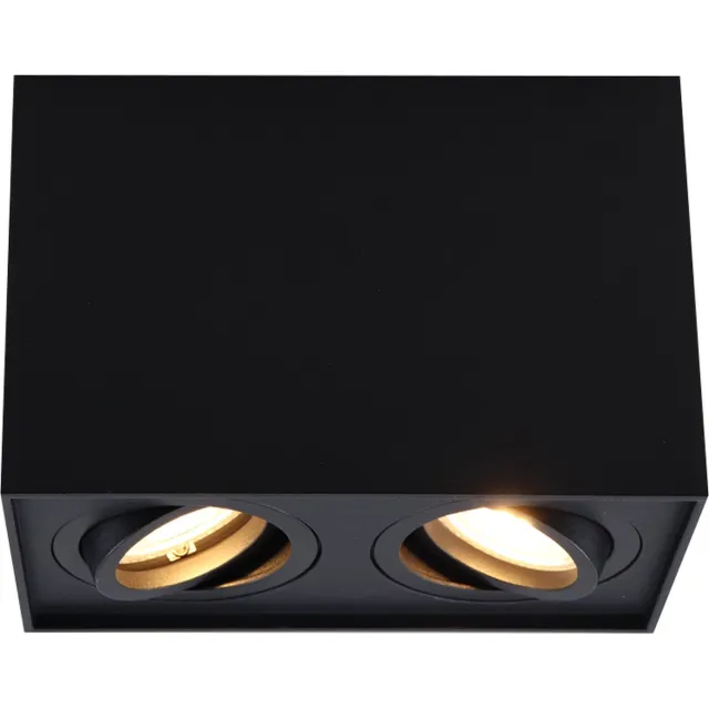 Olucia DANE - Opbouw Downlight - Zwart - Geschikt voor Woonkamer/Slaapkamer/Keuken - Vorm: Vierkant