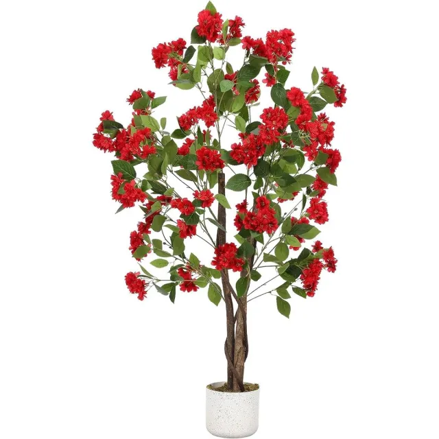 HOERFURIY Kunstboom Osmanthus 120 cm Rode Bloemen - Woonkamer Rood