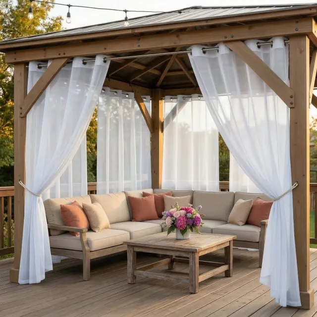 Qelus Buitengordijn Waterdicht Lichtdoorlatend met Ringen - Vitrages - Outdoor Gordijn Transparant - 132x213cm - Wit - 1 Stuk Wit (1 Stuk)