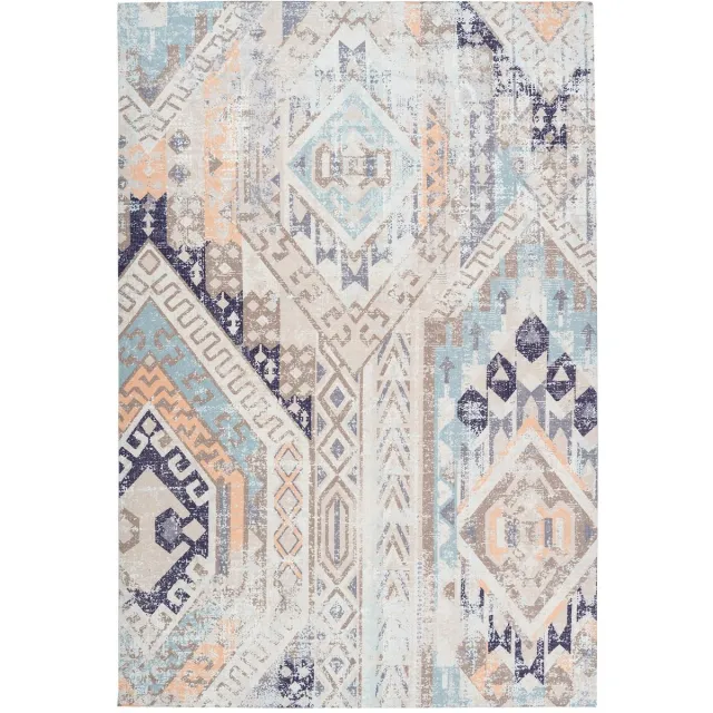 Padiro stijlvol laagpolig vloerkleed 160 x 230 cm - lichtbeige - abstract boho-ontwerp - voor vloerverwarming - van katoen en polyester