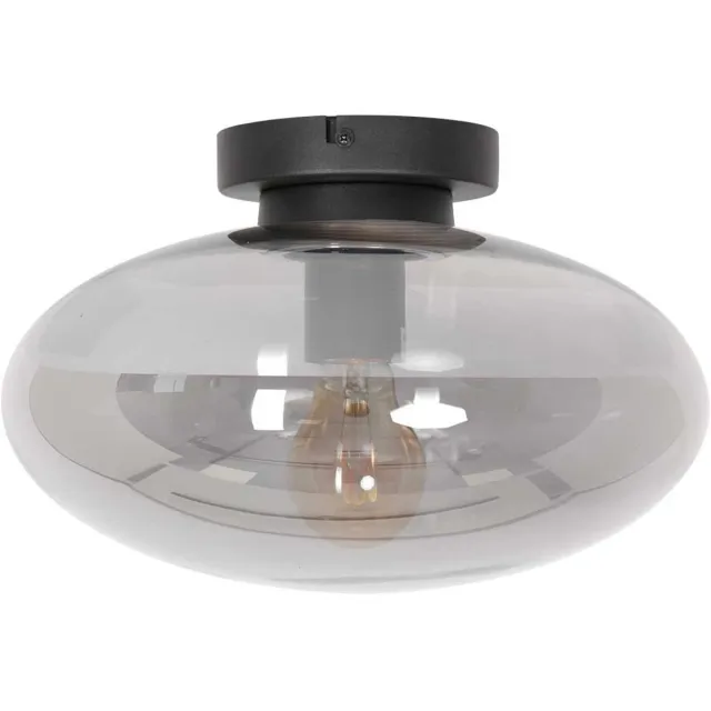 Steinhauer Plafondlamp Reflexion 3388ZW 30cm zwart met glas en metalen bevestiging - Steinhauer trendy binnenverlichting