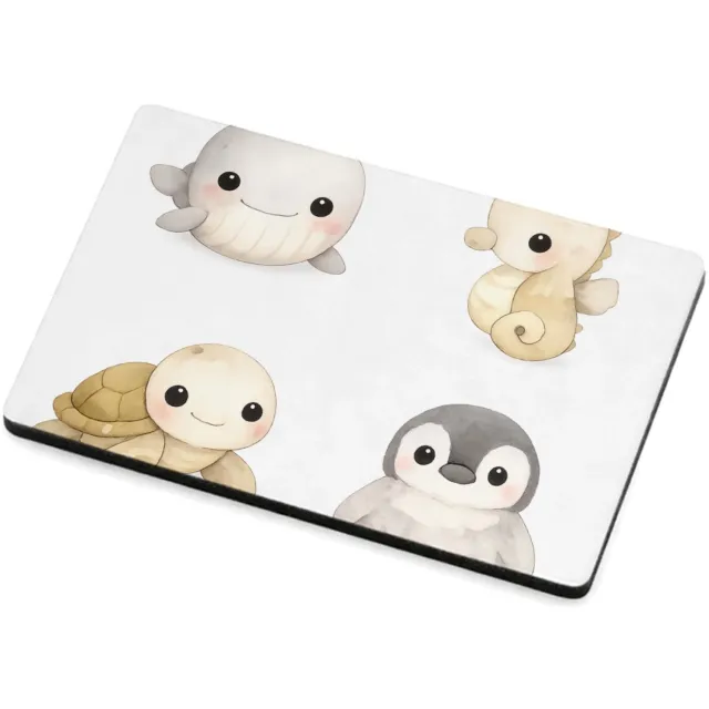 Mr Cadeautjes MDF magnetische fotolijst 7,5 x 5 - design Pastel zeedierenportretten met minimalistische witte ruimte | cadeau