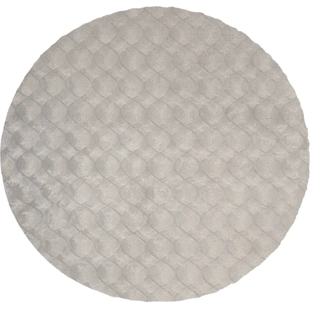 Padiro rond knus hoogpolig vloerkleed Ø 120 cm - lichtgrijs - modern effen structuurontwerp - voor vloerverwarming - van polyester en katoen