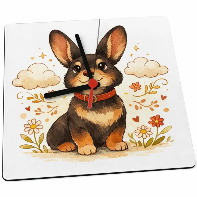 Mr Cadeautjes Klok 19 x 19 - design Een speels dierportret met een rustige omlijsting en een zac | cadeau Wit