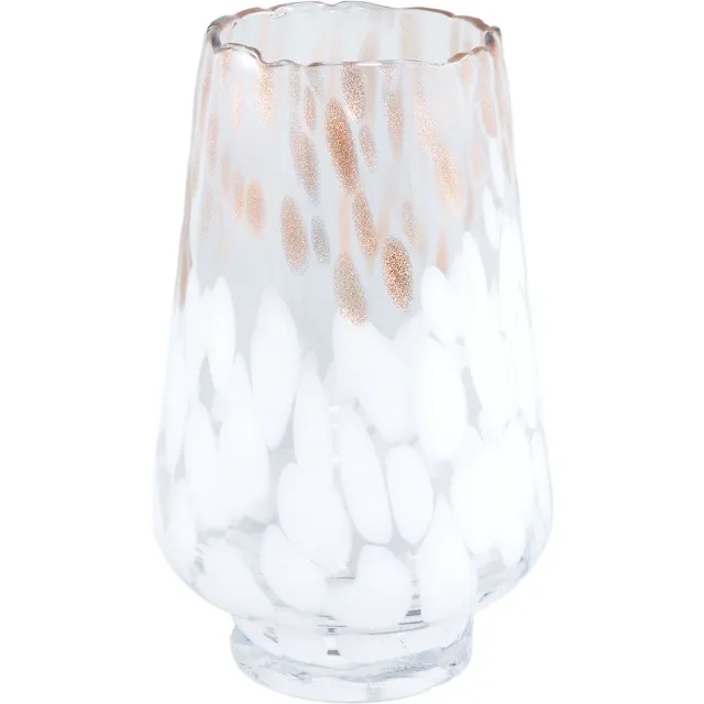PTMD Windlicht Angelina - 14x14x22 cm - Glas - Wit