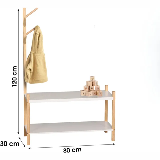 Judy Wild "DREAM" REEKS SCHOENENREK MET 2 NIVEAUS EN KAPSTOK 80×30×H120 CM Wit/beige