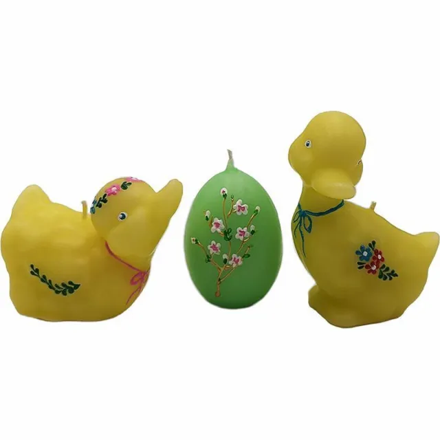Van Licht Paaskaarsen Eenden set van 3 stuks Groen/Geel