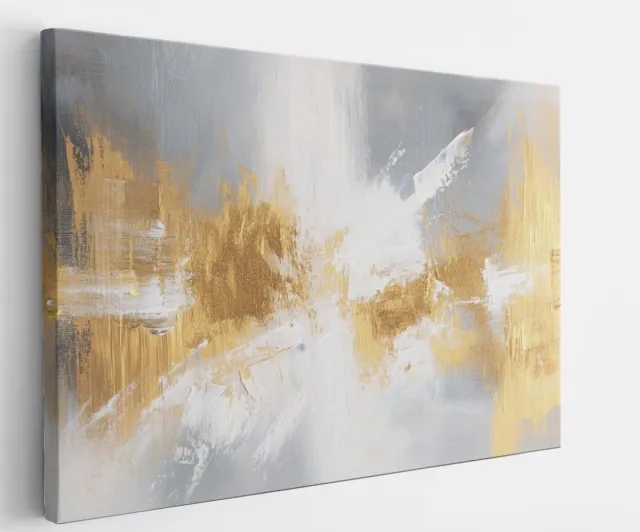 Saammp Canvas Schilderij - zwart goude kunst - Abstract kunstwerk - 120x80 - Foto op canvas - Wanddecoratie - Muurdecoratie Woonkamer - Slaapkamer decoratie - Canvas Print Multicolor