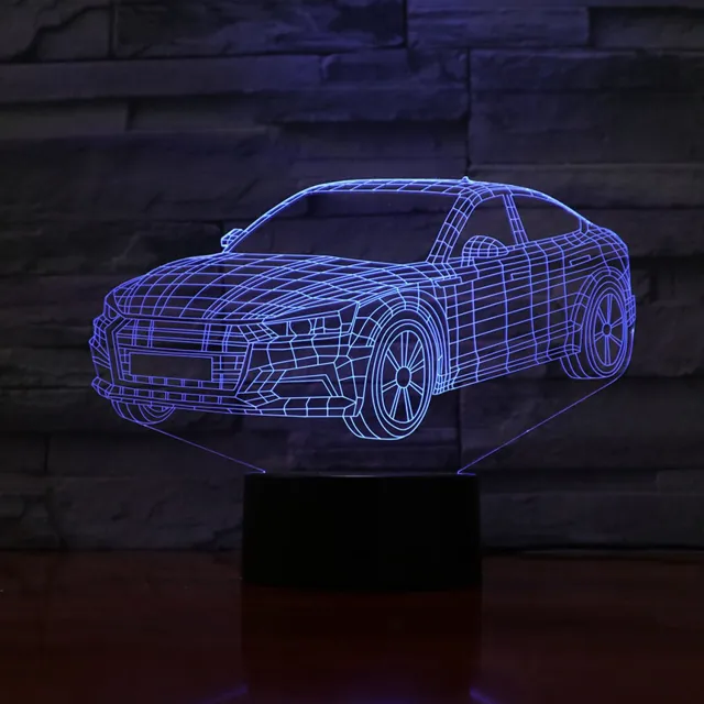 MC Living 3D Led Lamp Met Gravering - RGB 7 Kleuren - Auto
