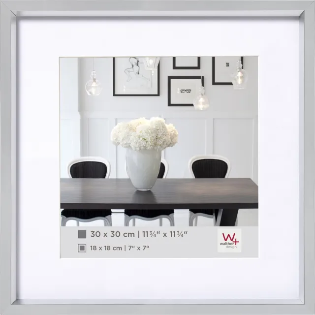 Walther Steel Style - Kunststof lijst - Fotoformaat 20x20 cm - Zilver