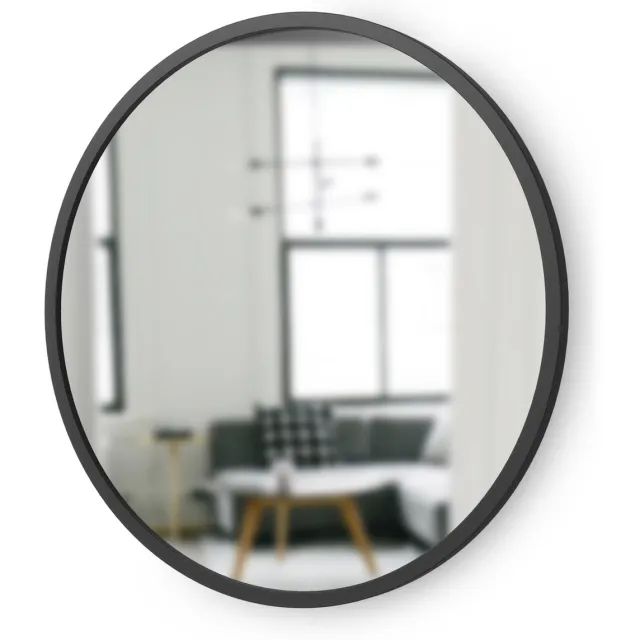 Umbra Hub decoratieve ronde muurspiegel zwart