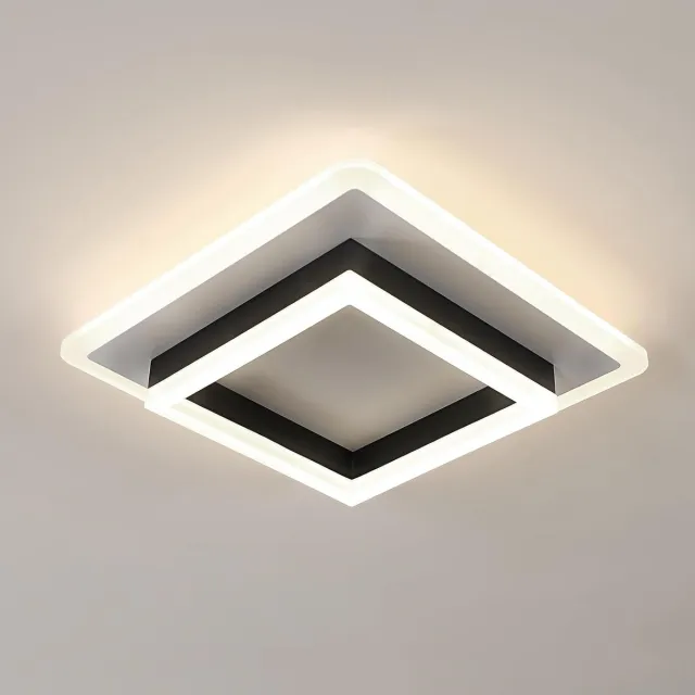 Riserva LED Plafondlamp modern minimalistisch vierkant wit‑zwart, 30cm, 30W neutraal wit 4500K, ijzer + acryl Wit + zwart