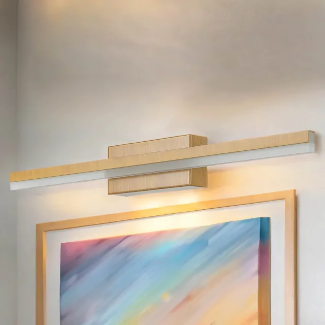 Licht Erlebnisse Licht-Erlebnisse - Sarah - LED - Wandlamp - IP44 - 4000K - 820lm - van - Roestvrij staal acrylglas - in - Hout (grenen) - Wandlamp Badkamer