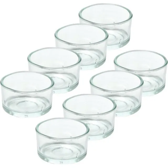 Trend Candles theelichthouder - 8x - glas - transparant - 4x3 cm - waxinelicht