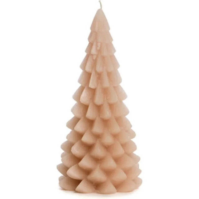 Rustik Lys kaars kerstboom skin 1 stuk 6,3x12cm roze