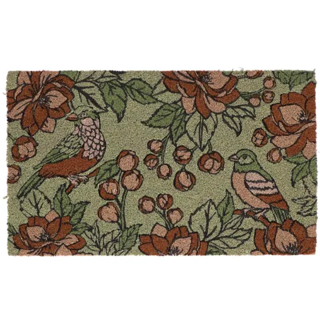 Esschert Design deurmat Vintage Floral Green 75 x 45 cm - kokos groen