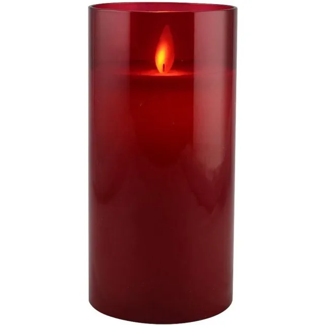 Magic Flame Led-kaars In Kaarshouder 15 X 7 Cm Glas Rood