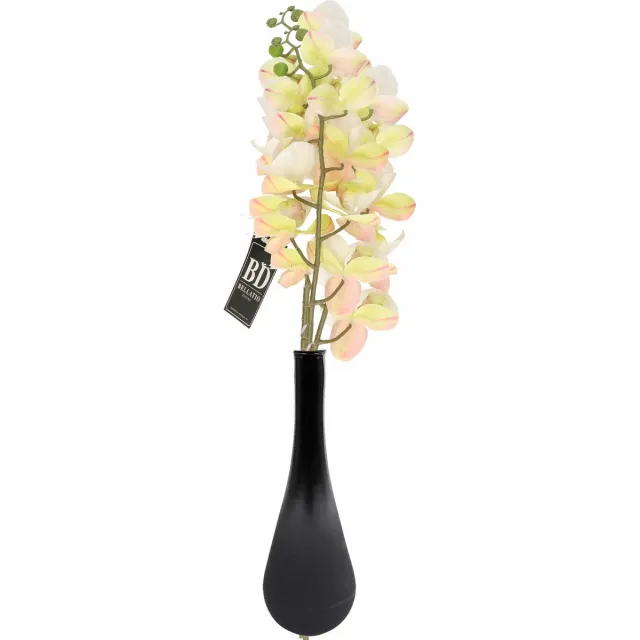 Bellatio Design Kunstbloem Orchidee Bora - 3x - wit - 58 cm - losse steel - kunst zijdebloem