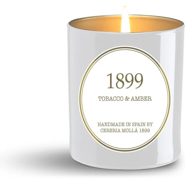 Cereria Mollà 1899 Gold Edition Geurkaars - Tobacco & Amber - 230 gram - 50 branduren. wit/Goud