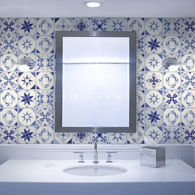 Ambiance Sticker Zelfklevende tegelmuurstickers voor keuken en badkamer - 24 cementtegelstickers, Azulejos Ciara - 24 stickers, 15x15cm Multi color