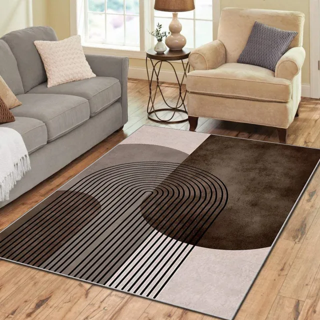 Zeo Wood Vloerkleed - Tapijt Woonkamer - Vloerkleed 160*230 cm - Anti Slip - Machinewasbaar Bruin Zwart