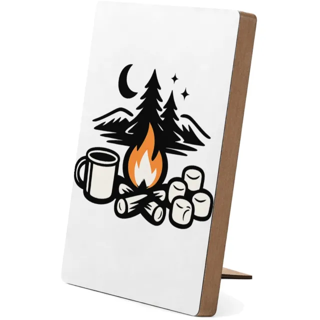 Mr Cadeautjes Glasframe/MDF 12,7 x 17,8 - design Gezellige herfst-camping quote met warme sfeer en een speels | cadeau Wit