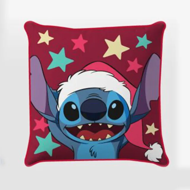 Lilo en Stitch Stitch sierkussen Kerst 40x40cm blauw