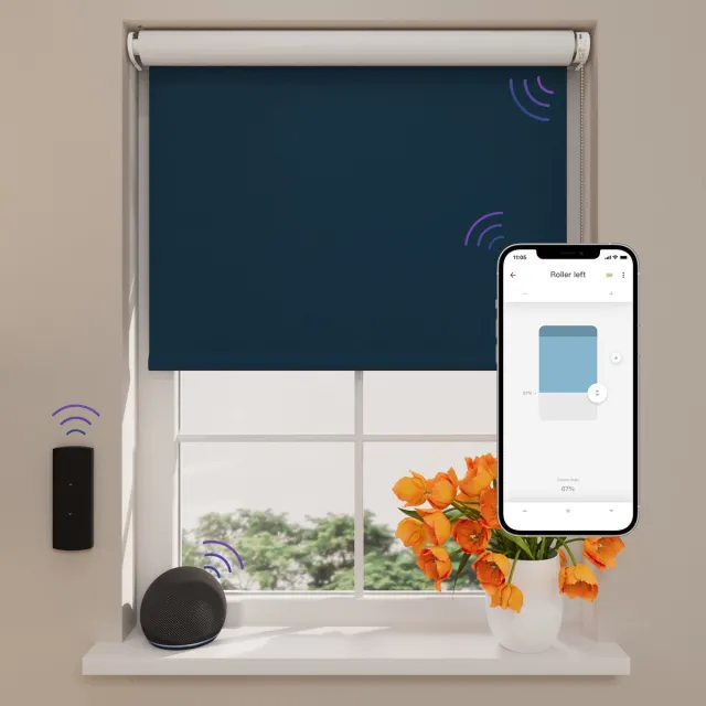 DTCH Elektrisch Rolgordijn Verduisterend - Easy - Blue - 130 x 190 cm - Motionblinds CMD-02-P