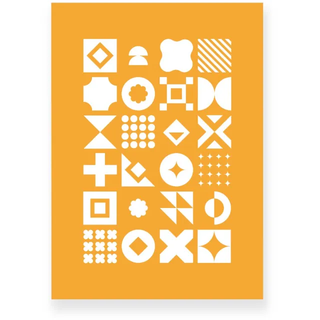 Yisual Poster 30x40 cm - Geometrische Vormen - Oranje - Wit - Abstract - Vintage - Muurdecoratie - Wanddecoratie