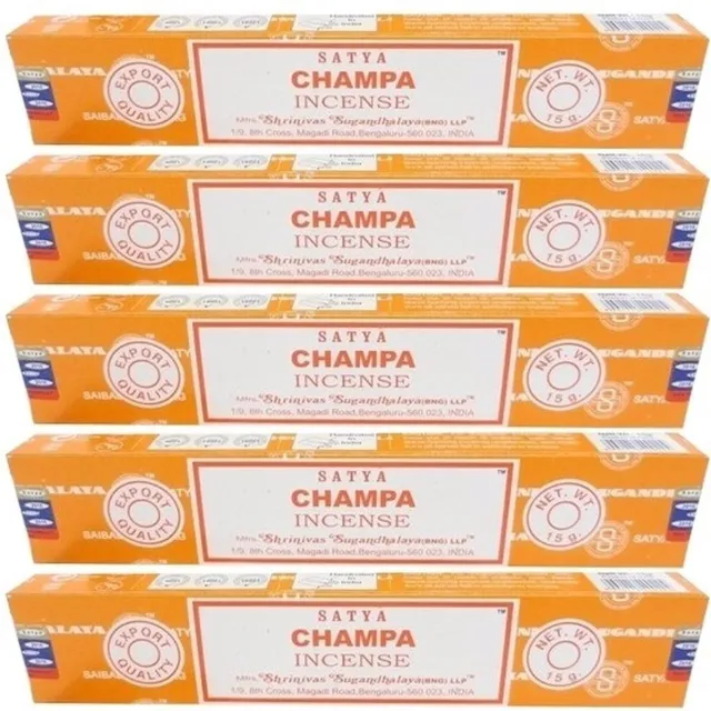 HEM Satya Nag Champa wierook stokjes - Champa - 5x pakje van 12 stuks - 15 gram multi