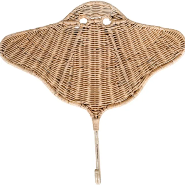 Cokos Hugo de rog rotan wandhaak small Beige