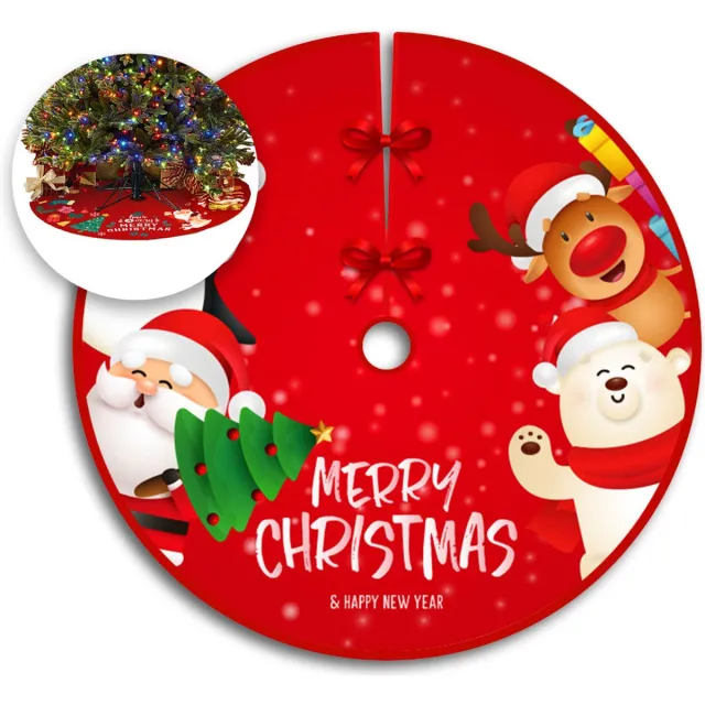 Q2P Kerstboomrok - Ijsbeer - Kerstversiering - Kerstkleed - Kerstboomkleed - Kerstdecoratie - Kerst - Decoratie - Rood - 90cm